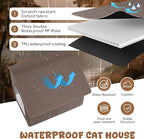 Outdoor Cat House Weatherproof, Insulated Cat Houses for Outdoor/Indoor Cats for Winter, Waterproof Feral Stray Cat Shelter with Door Curtain and Warm Cushion, Easy to Assemble, Brown
