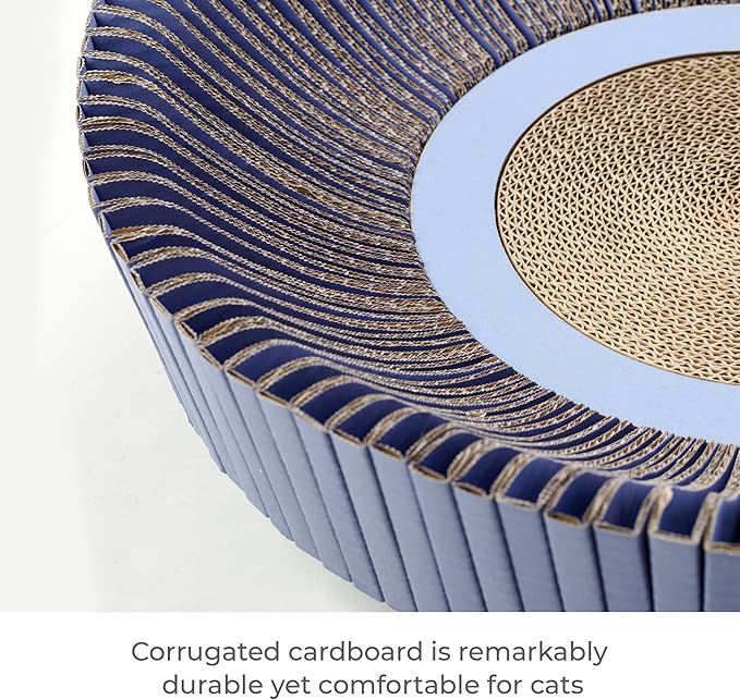 Nest Cat Scratcher Lounge Bed - for Rubbing, Resting, and Scratching (Assembled Bundle, Nordic Blue)