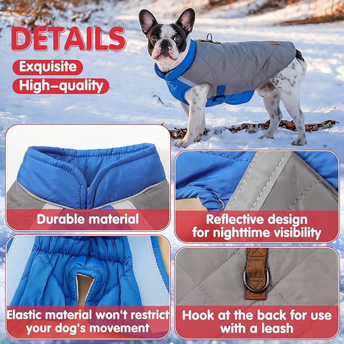 2 Pack Winter Dog Coat Winter Waterproof Dogs Jacket Pet Warm Quilted Vest Hook and Loop Coats for Small Dogs Cold Weather (S)