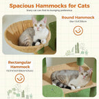PETEPELA 69" Cactus Cat Tree for Indoor Large Cats, Large Cat Tower for Adult Cats with Super Big Hammock, Cat Climbing Tree Tower with Scratching Posts, Condo House and Cozy Top Perch, Green