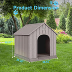 VIXZEN Dog House Outdoor Large Breed - Weatherproof PP Resin Doghouse with Elevated Floor, Open Design & Easy Assembly, Large Dog Houses for Large Dogs Outside (Grey, 38.62" L x 36.26" W x 38.07" H)