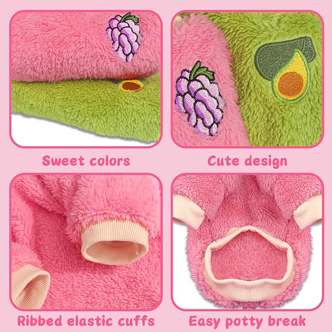 2 Pieces Dog Sweater Dog Clothes for Small Dogs Winter Warm Puppy Coat Fleece Cute Style Thick Pet Clothing (Medium)