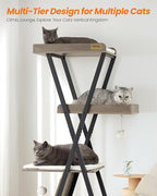 Modern Wood Cat Tree Tower for Indoor Cats Large Adult - 67 Inch Tall Multi-Level Heavy Duty Cat Condo Trees Furniture with Caves Perch Bed Scratching Board -XL Big Wooden Kitty House