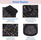 BEAUTYZOO Cable Knit Small Dog Sweater, Color Block with Fuzzy Thread Knitted Turtleneck Dog Knitwear with Dots in a Variety of Colors for Small Medium Dogs Fall Winter Dog Clothes, S Black