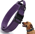 Tactical Dog Collar, Adjustable Military Training Nylon Dog Collar with Control Handle and Heavy Quick-Release Metal Buckle for Small Medium Large Dogs, Purple XXL