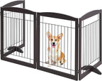 Yaheetech Extra Wide Dog Gate Freestanding Pet Gate for Dogs,Foldable Puppy Fence with Support Feet Suitable for Doorway, Stairs,98 in Wide 32 in Tall (4-Panel,Espresso)