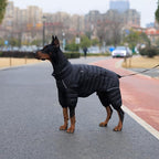 Warm Dog Coat, 4 Legs Covered Waterproof Windproof Reflective Vest, Zippered Adjustable Outdoor Snow Jacket for Small Medium Large Dogs, Black S