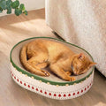 Cat Scratcher Bed, 2 in 1 Oval Cat Scratching Board for Indoor Kitty Scratch Pad Corrugated Cardboard Lounge Bowl Nest Couch Sofas for Kittens, Includes Cat Toy, Christmas