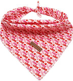 Elegant little tail Dog Bandana, Valentine's Day 1PC Washable Dog Scarf Female or Male Square Bib Kerchief Scarf Adjustable Pet Bandana for Medium Large Dogs