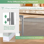 14" Tall Short Dog Gate to Step Over, Retractable Mesh Pet Door for Small Puppy, Extended up to 55" Wide for Indoor Stairs Doorways and Hallway - Grey