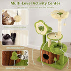 PETSITE Forest-Themed Multi-Level Cute Cat Tree, 40 Inches Tall with Sisal Scratching Posts, Condo, Dangling Ball, and Spring Toy, Ideal for Indoor Small & Medium Cats (21.5 x 16 x 40 inches)