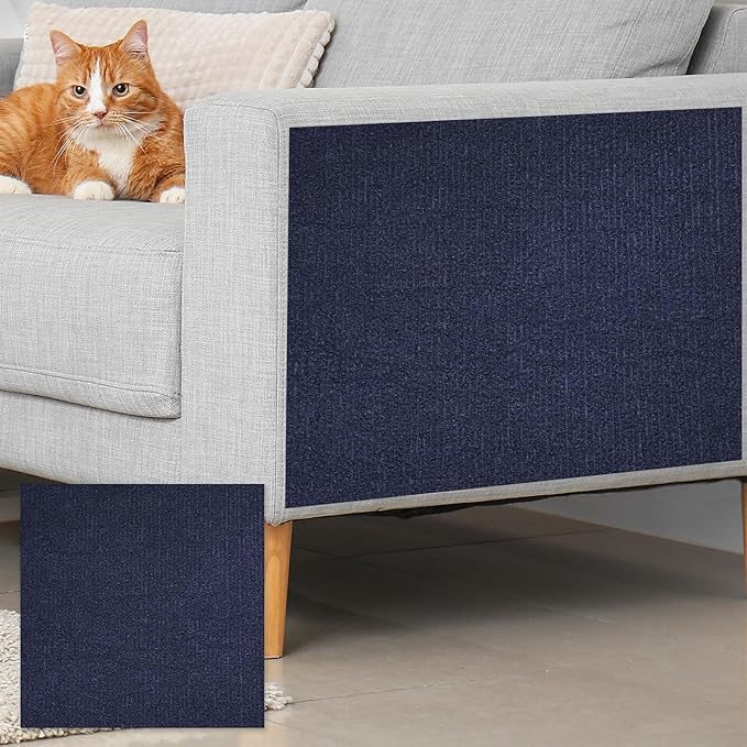 uxcell Self-Adhesive Cat Scratching Mat, 1 Roll 23.6" x 23.6" Couch Protector from Cat Claws for DIY Sofa, Wall, Doors, Cut Anti Cat Scratch Pad Carpet Mat, Dark Blue