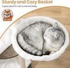 Modern Wood Cat Tree Tower for Indoor Large Cats, Cat Scratching Posts with Big Perch Bed, 44.8" Tall Multi-Level Wooden Cat Condo with Hammock, Removable Pads, Kitty Furniture, Greigy