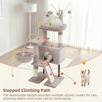 Cat Tree for Indoor Cats, Cat Tower with Scratching Post for Small Cats and Kittens, Cat House with Removable Top Platform and Fluffy Balls, Hanging Cat Basket, Mushroom GCT006SMU
