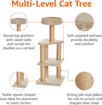 Amazon Basics Cat Tree Tower - Multi-Level Climbing Activity Center for Indoor Cats & Kittens with Scratching Posts, Platform, Jute Rope, Large (45.9"H), Beige