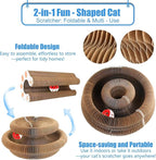 2 Pack Kitty Kurls Cat Scratcher, Magic Organ Cat Toy Scratching Board with Bell Balls, Reversible Corrugated Cardboard for Pet Claw Care