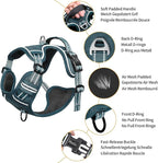 HEELE Dog Harness for Large Dogs No Pull Dog Vest Harness for Large Dog with Soft Padded Handle Reflective for Outdoor Training, Blackish Green, XL