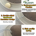 AUOON Cat Scratcher Toy with Ball Track - 3 in 1 Interactive Cat Toy, Cat Scratch Pad with Cat Ball Toy and Plush Cat Mouse Toy for Indoor Cats and Kittens (Milk Shake)