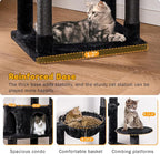 Tall Cat Tree,63in Multi-Level Cat Tower for Indoor Cats Large Adult,Gothic Cat Stand with Scratching Posts,Basket,Condo,Plush Perch,Cats Toys for Climbing,Interactive and Hidden,Black