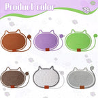 2 PC Cat Scratcher Mat - Natural Cotton Rope Oval Horizontal Scratch Pad (11''x13.7'') with Dangling Ball Toy, Cat Ear Design, Furniture Protector for Floor/Wall, Durable Handmade (Balck, 2 PC)