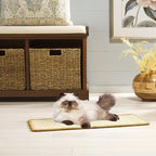 SAFAVIEH Cat Scratch Mat Pad Collection, 12" x 20" Oval, Beige, Sisal & Jute Boucle Weave, Velcro & Slip Resistant Backing