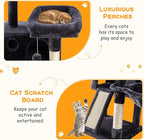 HOOMIC 36" Cat Tree for Indoor Kitty, Multi-Level Condo with Sisal Scratching Posts and Board, Cozy Hammock, Padded Plush Perch for Kittens, Dark Grey