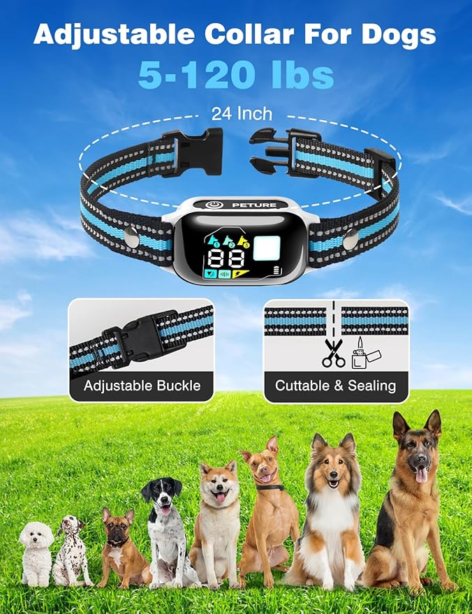 Dog Shock Collar with Remote - 3300Ft New Upgraded Dog Training Collar with 5 Modes, IPX7 Waterproof Remote Training Collar for Small Medium Large Dogs, Flashlight & Reflective Strap for Night Safety