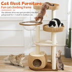 Modern Cat Tree for Large Cats, 51'' Multi-Level Cat Tower for Indoor Cats, Sturdy Design with 8 Sisal Scratching Posts 4 Cat Condos/Perches, Ideal for Multi-Cat Households & Easy Assembly