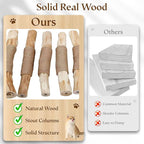 HITTITE Natural Solid Wood Cat Tree Tower with Scratching Post, 32 Inches Tall Modern Cat Tower with Cozy Bed and Platforms, Luxury Real Branch Cat Tree for Indoor Cats Large Adult, Grey.