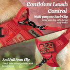 rabbitgoo Tactical Dog Harness for Large Dogs, Heavy Duty Dog Harness with Handle, No-Pull Service Dog Vest Large Breed, Adjustable Military Dog Vest Harness for Training Hunting Walking, Red, XL