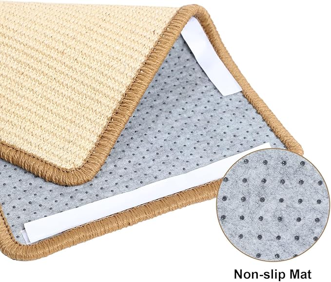 2Pack Cat Scratching Mat,23.6 X 15.7 Inch, Sisal Cat Scrater Mat with Jute Border,Protect Sofas, Carpets,Floor, Bed,and cat Paws,Beige