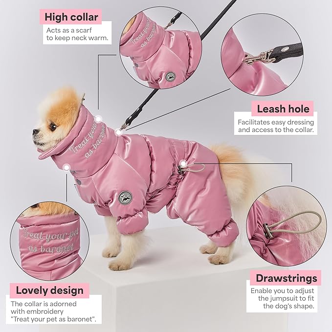Winter Dog Coat for Female Pups with Full Belly Coverage, Girl Dog Clothes, Snow Jacket for Dogs, Snowsuit, Winter Coat for Dogs for Cold Weather, Ideal for Small Medium Dogs (Medium)