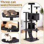 BestOffice 70 Inch Cat Tree, Multi-Level Cat Tower with Condo, Perches, Sisal Scratching Posts, Climbing Ladder,Indoor Activity Center Play House for Kittens & Adult Cats, Dark Gray