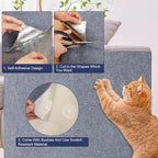 Cat Couch Scratch Protector with 2 Cat Teaser Toys - Adhesive Anti-Scratch Pad for Furniture, DIY Deterrent to Protect Couch from Claws, Indoor Use (Grey, 39.3x15.7 in)