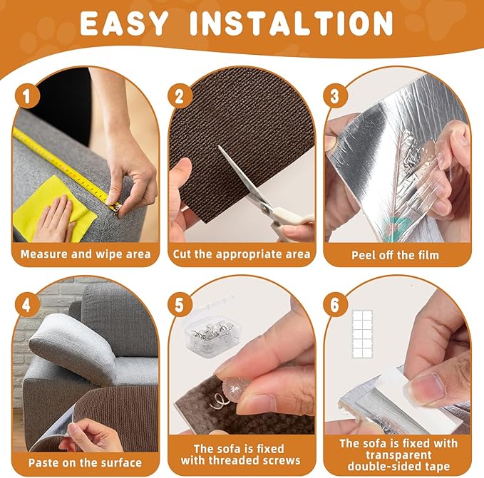 2pack Cat Scratch Couch Furniture and Wall Protector | Adhesive Cat Scratch Pad for Covering Cat Tower, DIY Climbing Cat Scratcher Couch Protector from Cat Claws Scratching (Brown)