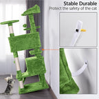 Topeakmart 54in Cat Tree with Scratching Posts Spacious Condos Furry Hanging Ball Cat Climbing Tower for Indoor Cats and Kittens, Green