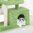 Magshion 32" Cat Tree for Kittens and Senior Cats, Small Cat Tower with Green Leaves, Scratching Posts, Cozy Condo, Low Perch & Fluffy Balls, Stable Cat House with Leaf Design
