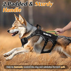 WINSEE Escape Proof Dog Harness, Service Working Molle Harness with Double Handle, Tactical Pet Vest with 4 Patches for Small Medium Large Dogs Walking Hiking Hunting