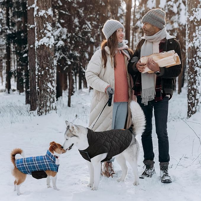 Kuoser Warm Dog Coat, Waterproof Dog Coats for X-Small Dogs, Adjustable Durable Doggie Winter Jacket Reversible Cozy Puppy Cold Weather Apparel from Small to Large Breed, Blue XS