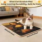 Mona Lisa Sisal Black Cat Scratcher Pad for Indoor - Wall Mounted 24x16 Inch Scratching Mat with Adhesive Hook Loop Tape Protect Couch Carpet Durable Cat Wall Scratcher for Furniture Protect