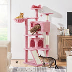 Topeakmart 57 inches Multi-Level Cat Tree Cat Condo with Scratching Posts Kittens Activity Tower Pet Play House Furniture, Pink