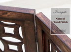 Wooden Foldable Pet Dog Safety Gate -3 Panels 20"Wx24"H- Hand Carved Solid Wood And MDF - Free Standing Portable Indoor Doorway Hall Stairs Dog Puppy Fence - Fully Assembled - Antique Brown -IRONGATE