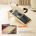 PETKARAY Art Cat Scratcher, 25.2" Sisal Scratching Ramp, L Shaped Scratch Pad for Indoor Cats, Oil Painting Cat Scratching Post