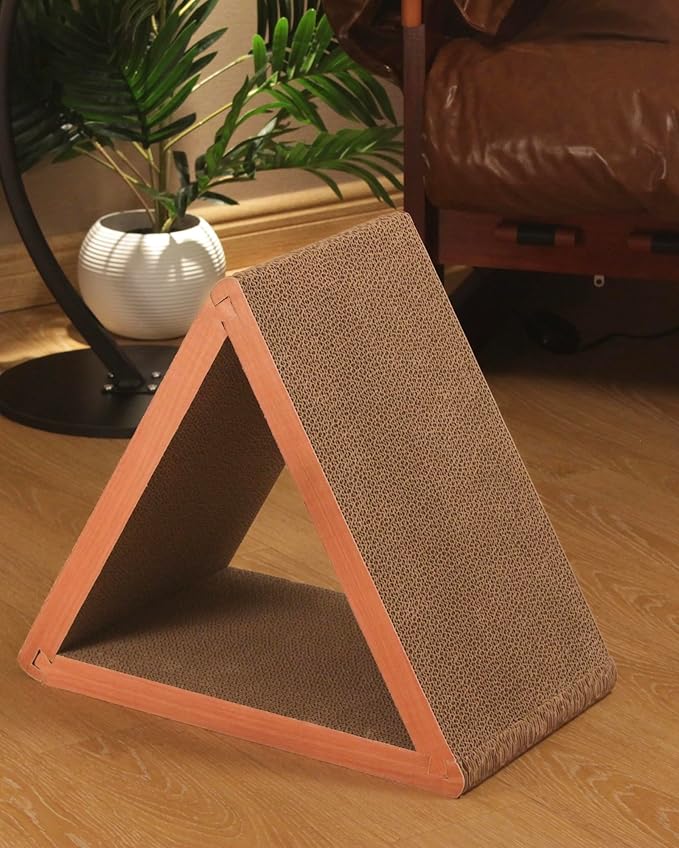 Cat Scratcher Cat Scratching Board - Foldable - Triangle, 6 Usable Sides Scratchers for Indoor Cats, Vertical Cat Scratch Pads(Pack of 3)