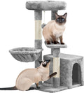 Yaheetech Cat Tree, Multi Level Climbing Tower for Indoor Cats, Pet Activity Center Scratching Post Indoor Furniture Bed with Basket for Kittens, Light Gray
