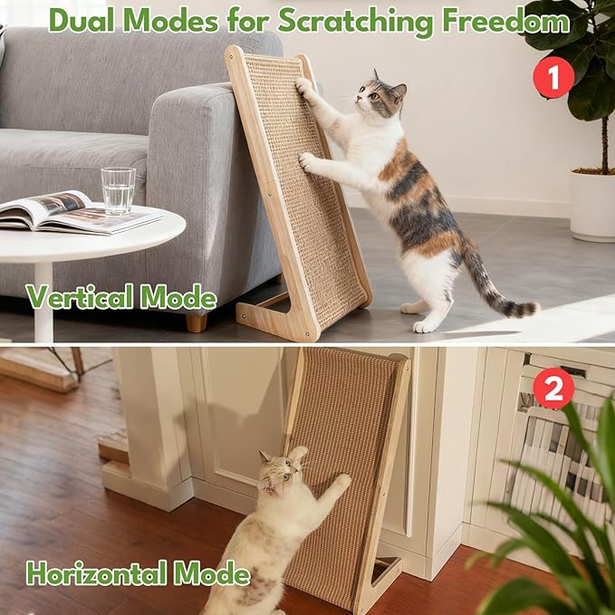 Eonflux Cat Scratcher, 27 Inch L Shaped Cat Scratching Board for Indoor Cats, Wall Mounted Furniture Protector Tall Scratch Pad, Large