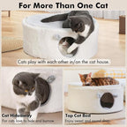 Cat Bed for Indoor Cats, Fluffy Large Enclosed Cat House Cave Pet Bed Hammock with Removable Washable Cover for Sleeping Cats, Kittens, Small Dog, Oval Hideaway