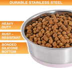 Neater Pet Brands Stainless Steel Dog Bowls with Non-Slip Rubber Bottom – Set of 2, 4 Cup (32 oz), Pink - Heavy Duty Metal Dog Bowl, Dishwasher Safe, Food or Water Bowl, Ideal for Medium Dogs