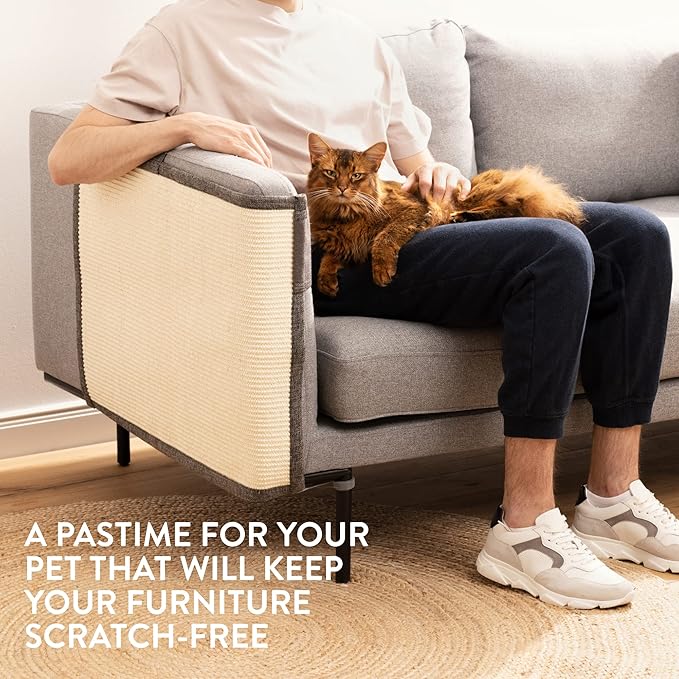 Navaris Cat Scratch Mat Sofa Protector - Natural Sisal Furniture Protector Scratching Pad for Cats - Scratch Carpet for Couch, Sofa, Chair