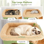 Globlazer Large Cat Tree, 80 inch Multi-Level Cactus Tall Climbing Tower Kitty Condos Cat Scratching Tower for Indoor Multiple Large Adult Cats Kittens with 3 Cat Caves, 3 Hanging Baskets, F80F, Green